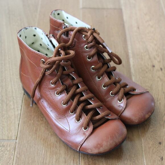 Kids Gucci Leather Lace Up Combat Boots Bee Back Tan Brown Malaga 29 (12)